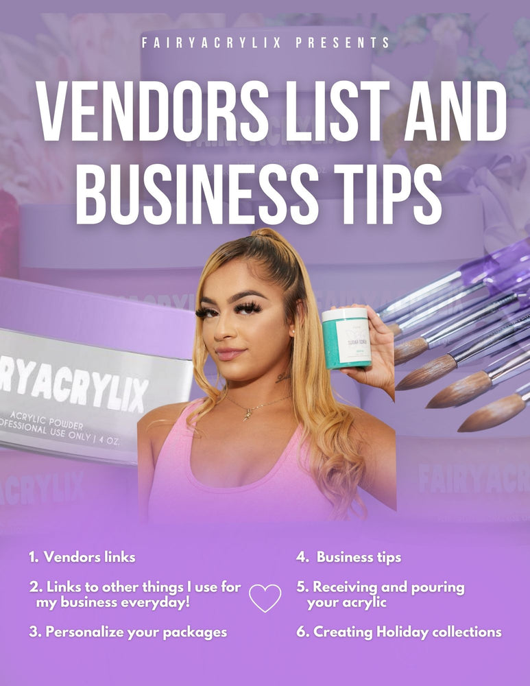 FairyAcrylix Vendors List and Business Tips Ebook
